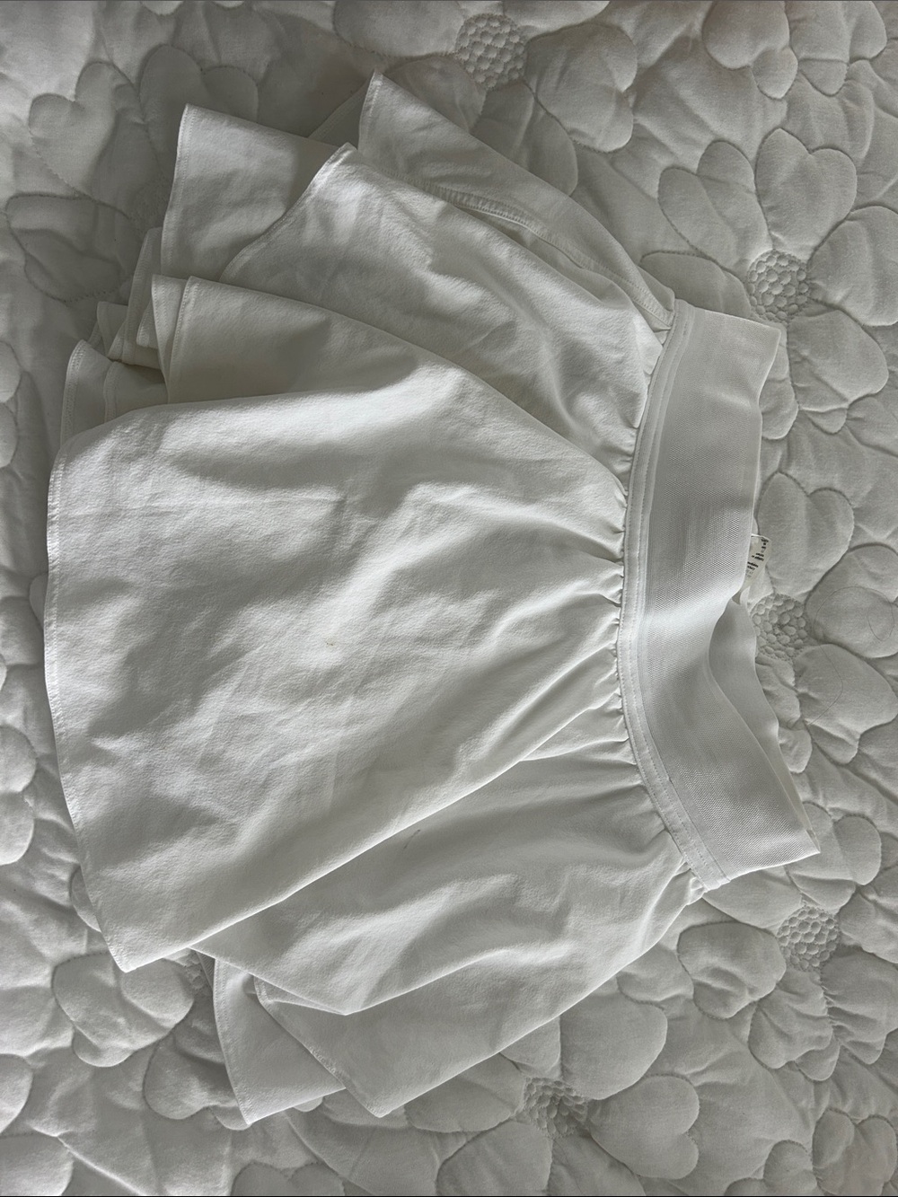White Elastic-Waist Skirt